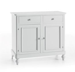 Credenza in legno bianco laccato con pomelli anticati - cm 112x98