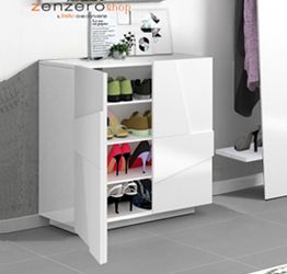 LIBRERIA CON SCARPIERA A SPECCHIO BIANCO FRASSINO MOD. ARTIS 2