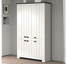 Armadio scarpiera a 6 ante battenti, 114x200x42 h cm, Bianco opaco e Ardesia
