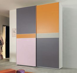 Armadio camerette Moretti Compact a 2 ante, Mora, Cipria e Mandarino laccato