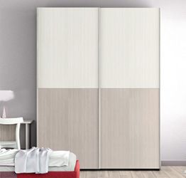 Armadio con 2 ante scorrevoli in finitura Noce brina e Rovere Bianco