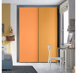 Armadio 2 ante scorrevoli H.225 L.178, finitura Papaya e Miele