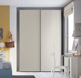 Armadio 2 ante scorrevoli H.225 L.178, finitura Rovere Gesso e Grigio Dorian