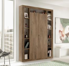 Colonna libreria, dispensa a 2 ante, finitura Mercure, Made in Italy