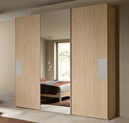 Armadio scorrevole con specchio a 3 ante, rovere Oak 