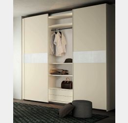 Armadio scorrevole a 3 ante, finitura Rovere White e Desert