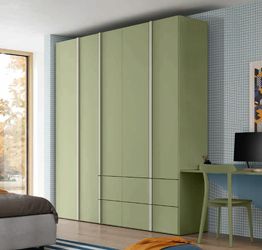 Armadio battente Verde Oliva e Grigio dorian, 5 ante 4 cassetti