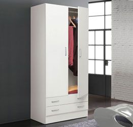 Armadio multiuso, 2 ante, 2 cassetti, bianco, made in Italy