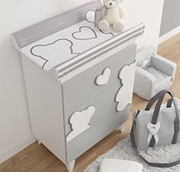 Bagnetto per neonati Winnie, bianco e Grey con decori orsetto