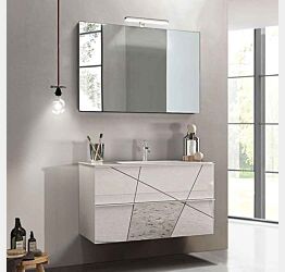 Mobile da bagno sospeso in offerta bianco lucido con dettagli specchio