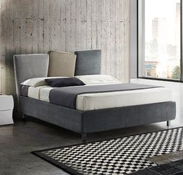 Letto Algedi in finitura grigio perla, tortora  e grigio cadetto