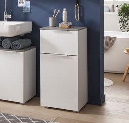 Arredamento bagno prezzi bassi, mobiletto bianco e Grigio 