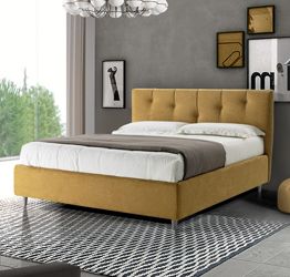 Letto contenitore Korban in tessuto in finitura  giallo ocra