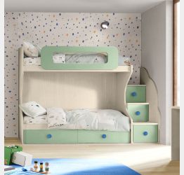 letto con scaletta cassettoni verde