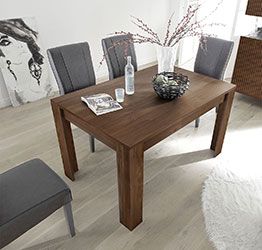 Tavolo moderno con allungo da 49 cm, finitura Noce Dark