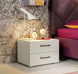 Comodino moderno con 2 cassetti Bianco luce, Moretti Compact