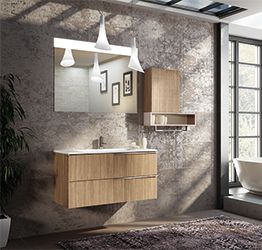 Bagno completo moderno, finitura Rovere tivoli