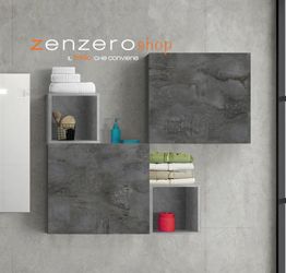 Mobiletti pensili per bagno in finitura Ossido, Gesso e Beton