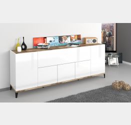 Credenza moderna 200 cm Bianco lucido e Pero