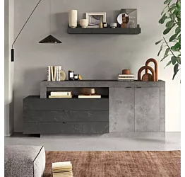 credenza 2 porte 3 cassetti grigia