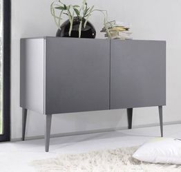 Credenza Moderna, Madia di Design, 2 ante, Grigio Opaco con piedini