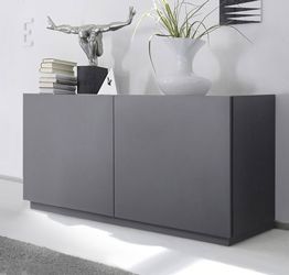 Madia design moderno, 2 ante, Grigio Opaco con zoccolo