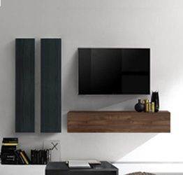 Pareti attrezzate moderne in Noce Dark e Nero bruciaro a prezzo basso