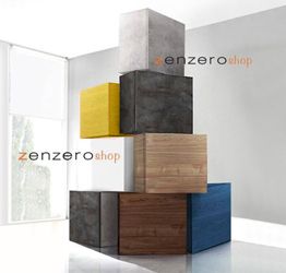 Cubo sospeso in diverse finiture per parete attrezzata