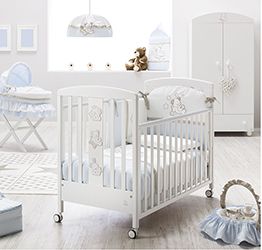Lettino per neonati Orsetto con decorazione, finitura Bianco