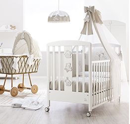 Lettino Orsetto per neonati con decorazione, finitura Bianco