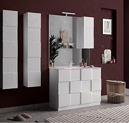 conveniente Mobile da bagno a terra 3 cassetti, finitura Bianco lucido