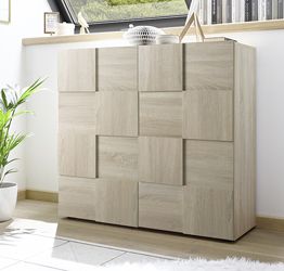 Credenza Moderna, Madia di Design, 2 ante Alta, Rovere Samoa