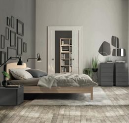 Camera matrimoniale di design in finitura Grigio titanio e Royal oak