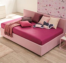 Divano letto imbottito Tango Moretti Compact, 1 piazza e mezza, Flamingo velvet