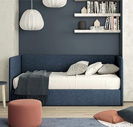 Divano letto con secondo letto estraibile, sistema di sollevamento automatico