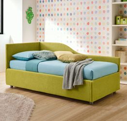 Divano letto Wave Moretti Compact con contenitore, tessuto Pistacchio