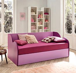 Divano letto Air Moretti Compact con contenitore, finitura Lampone e Lilla