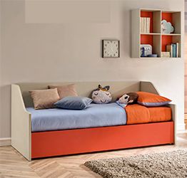 Divano letto Hill Moretti Compact con cassettoni, Quarzo e Mattone