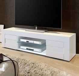 Porta TV Moderno di Design a due ante Bianco Lucido