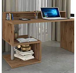 Scrivania con vani portaoggetti, 140x90x60 h cm, Rovere Wotan