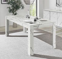 Tavolo moderno allungabile, 137x90 cm, finitura effetto Marmo Bianco di Carrara