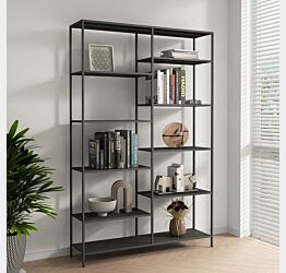 Libreria larga metallica, 120x188x30 h cm, Ardesia