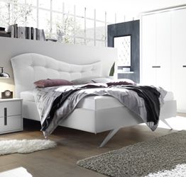 Letto rivestito in ecopelle bianco