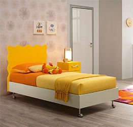 Lettino Edith con ruote per bambini Moretti Compact, Quarzo e Giallo sole