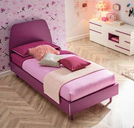 Letto singolo Aquali Moretti Compact, finitura Lampone laccato 