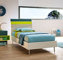 Letto singolo Bis con testata in legno, Moretti Compact