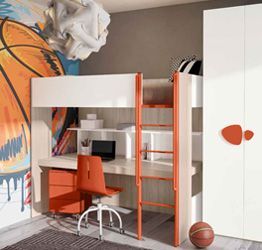 Letto a castello multifunzione con zona studio Spring