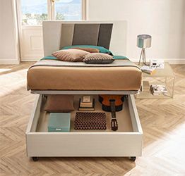 Letto una piazza e mezza con ruote, letto Clark Moretti Compact