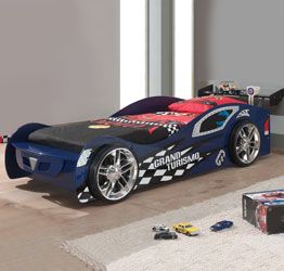 Lettino bambini gran turismo, blu laccato