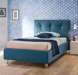 Letto una piazza e mezza Step Moretti Compact, ecopelle Avio